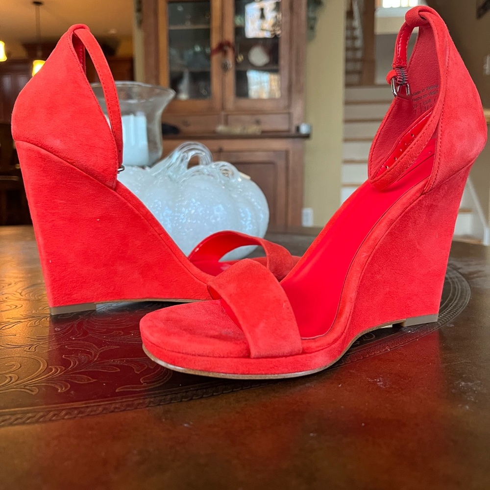 Aldo Red-Orange Wedge Sandals